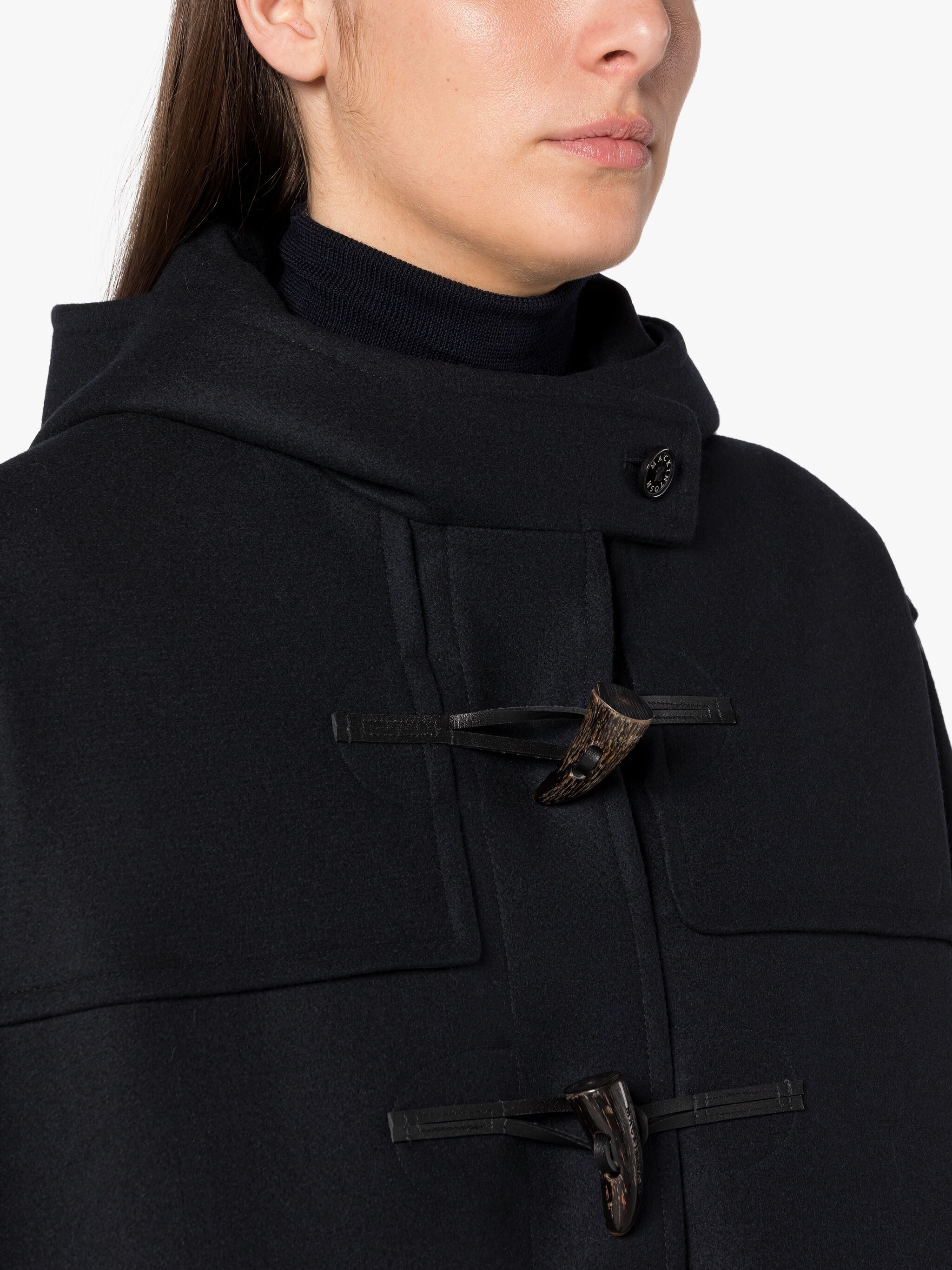 HUMBIE NAVY WOOL DUFFLE COAT - 5