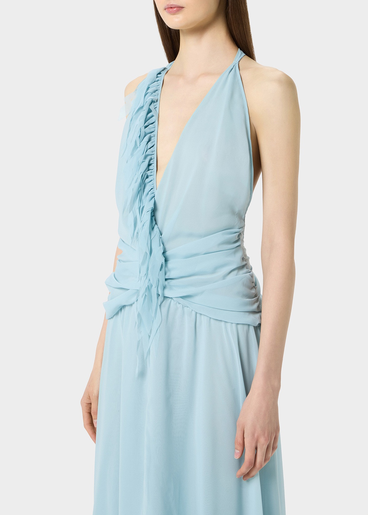 GEORGETTE LONG DRESS WITH DRAPES - 5