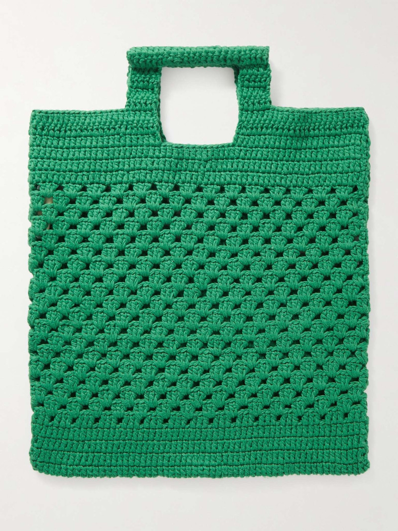 Logo-Embroidered Crocheted Cotton Tote Bag 4