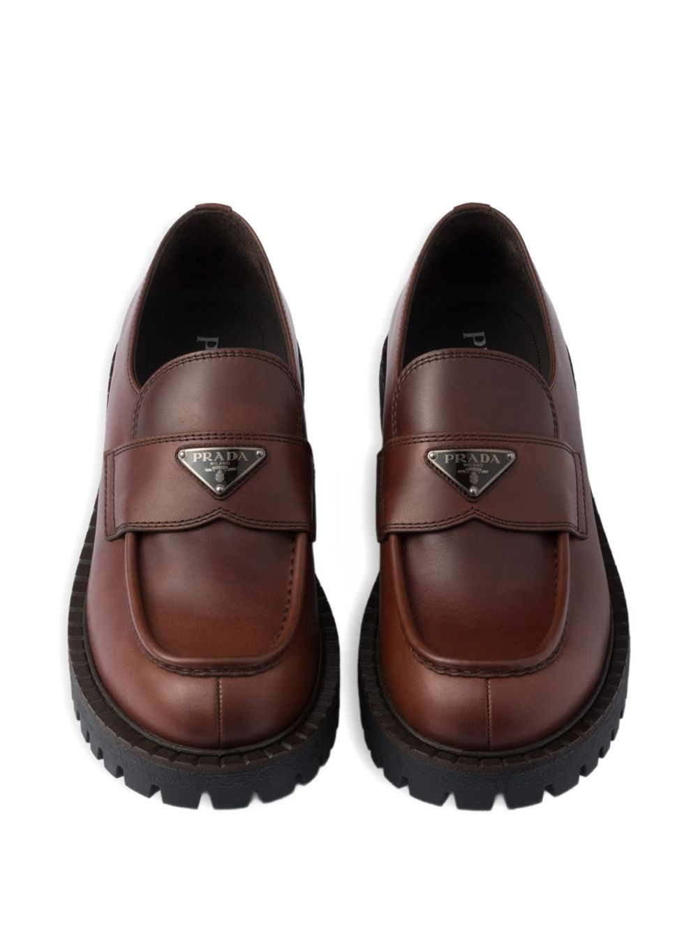 enamel-triangle logo loafers - 4
