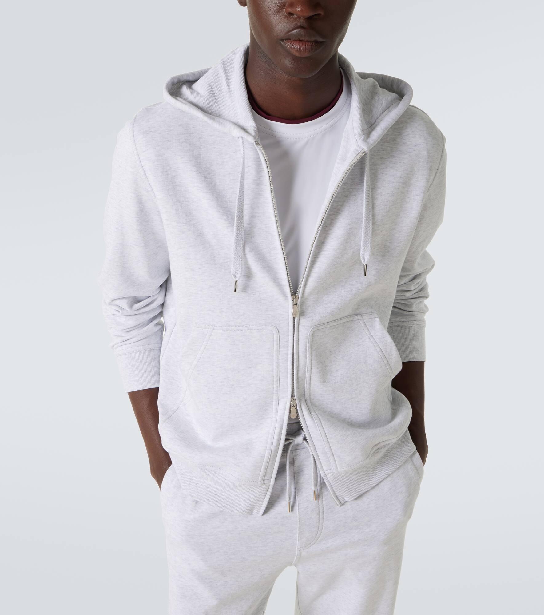 Cotton-blend jersey zip-up hoodie - 5