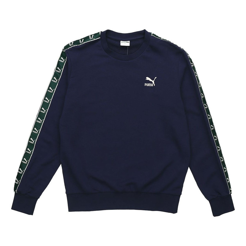 PUMA EComm Tape Crew Sweat Round Neck Pullover Couple Style Blue 579713-02 - 1