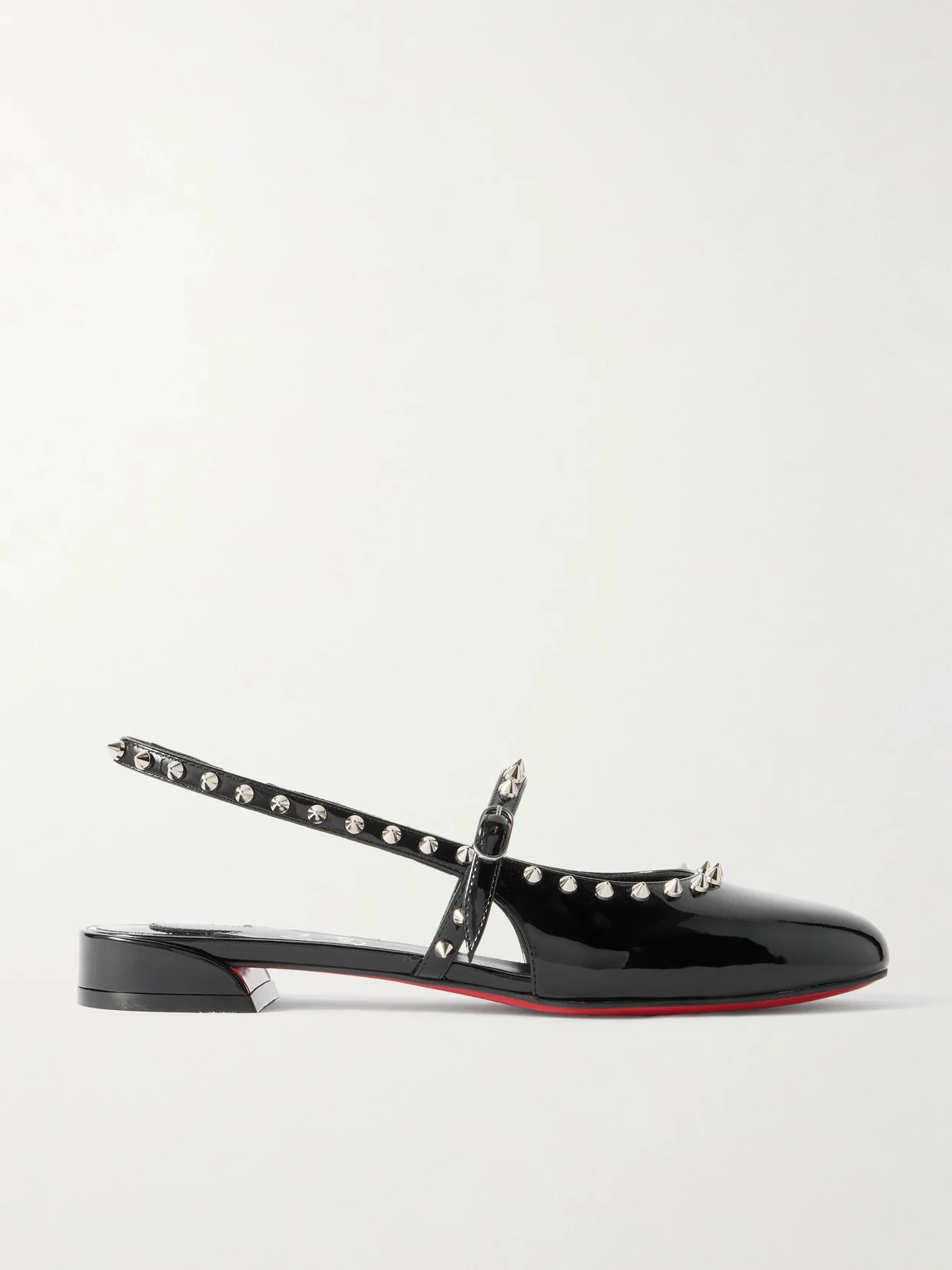 Sweet Janispikes Studded Patent-leather Slingback Flats - 1
