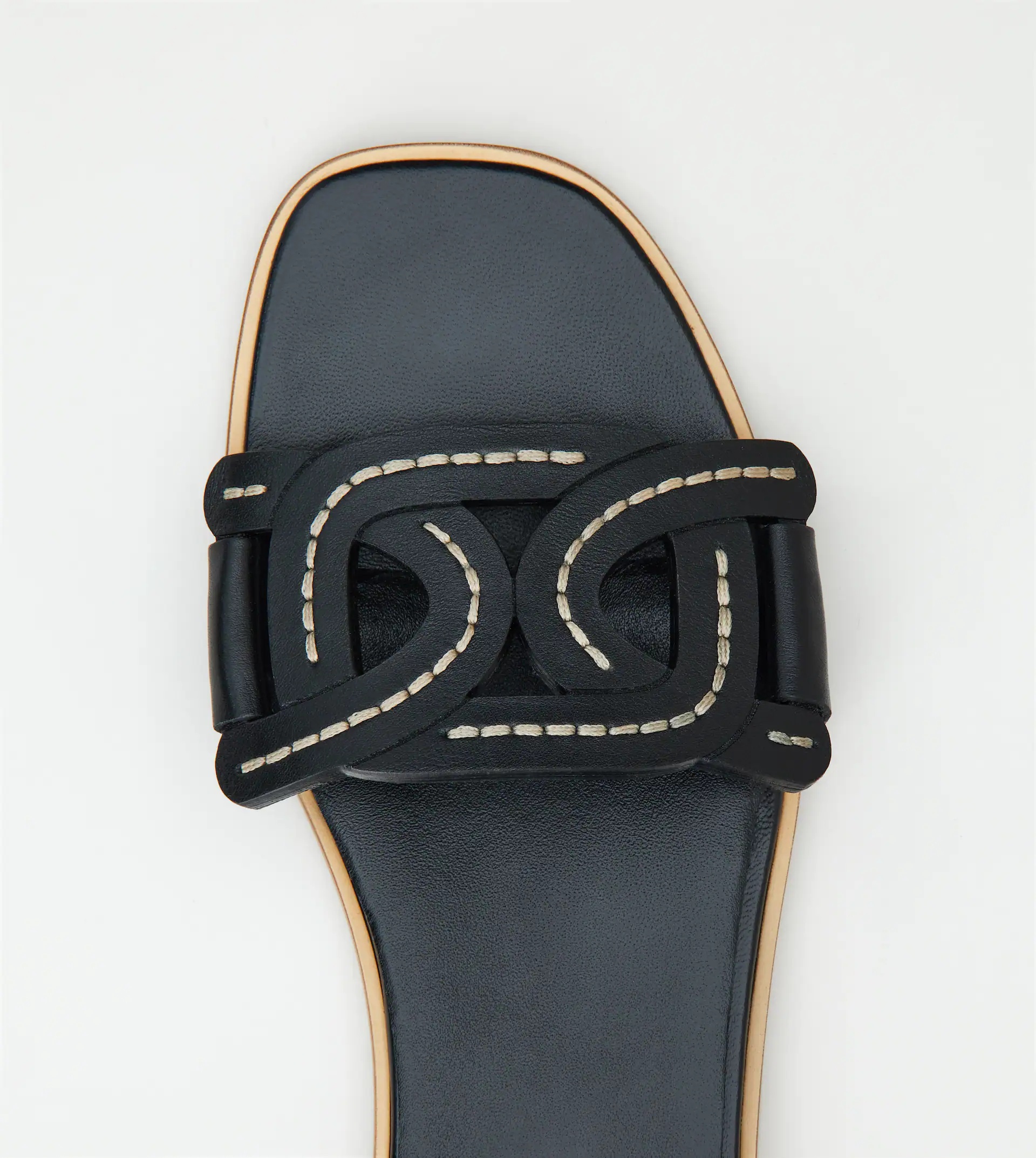 SANDALS IN LEATHER - BLACK - 3