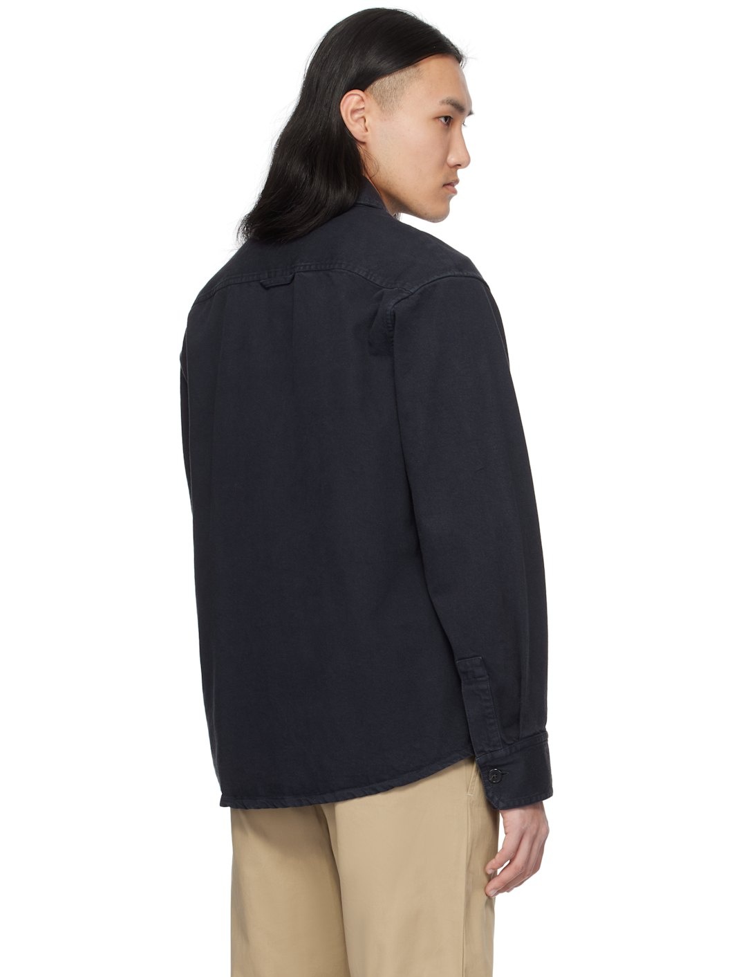 Navy Basile Brodée Poitrine Overshirt - 3