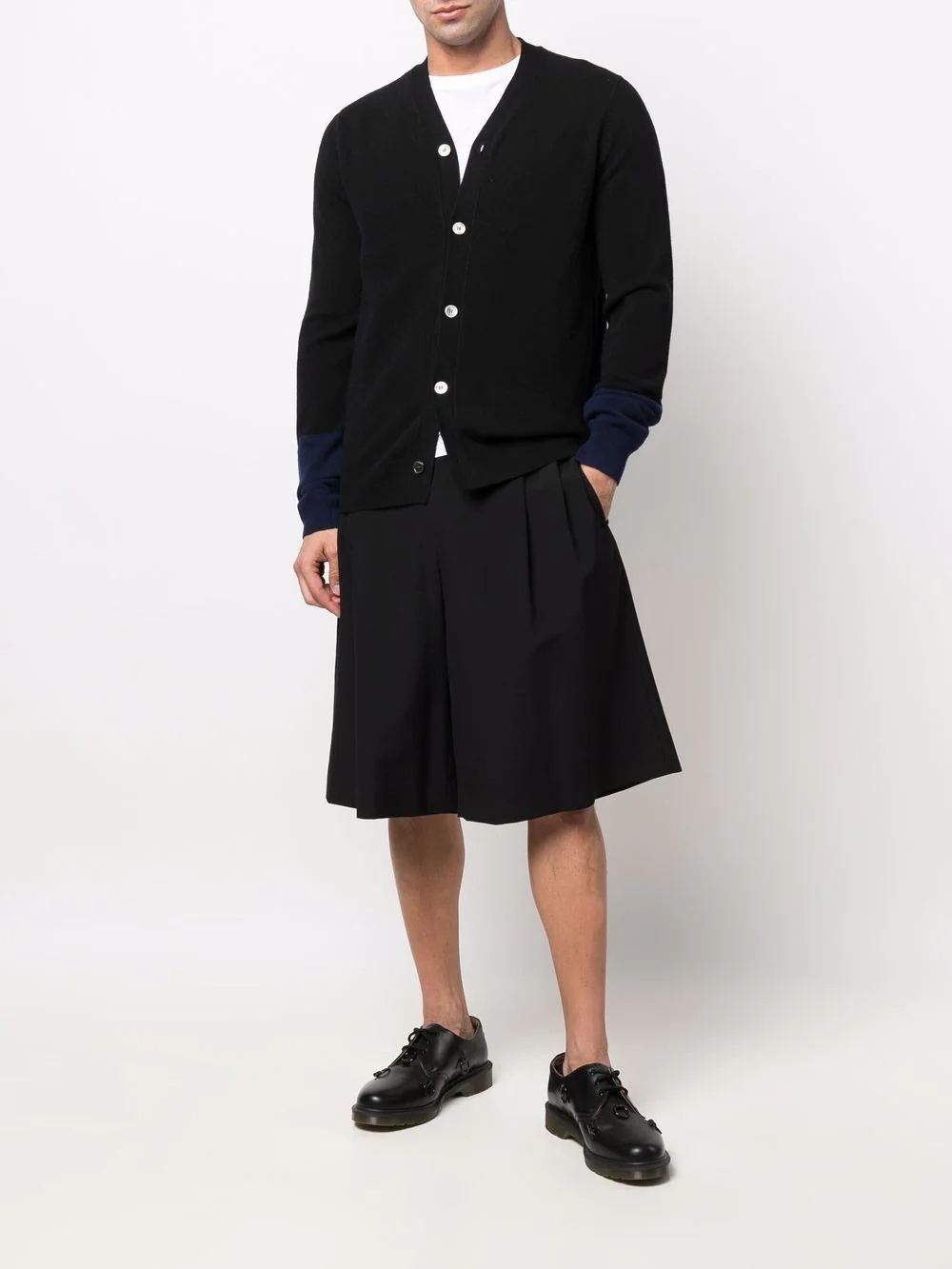 two-tone wool cardigan - 2
