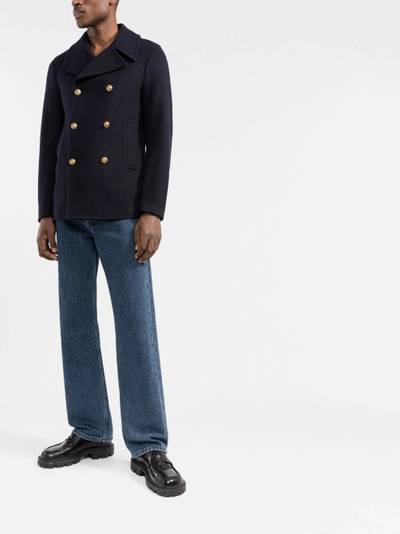 Golden Goose logo-patch double-breasted jacket outlook