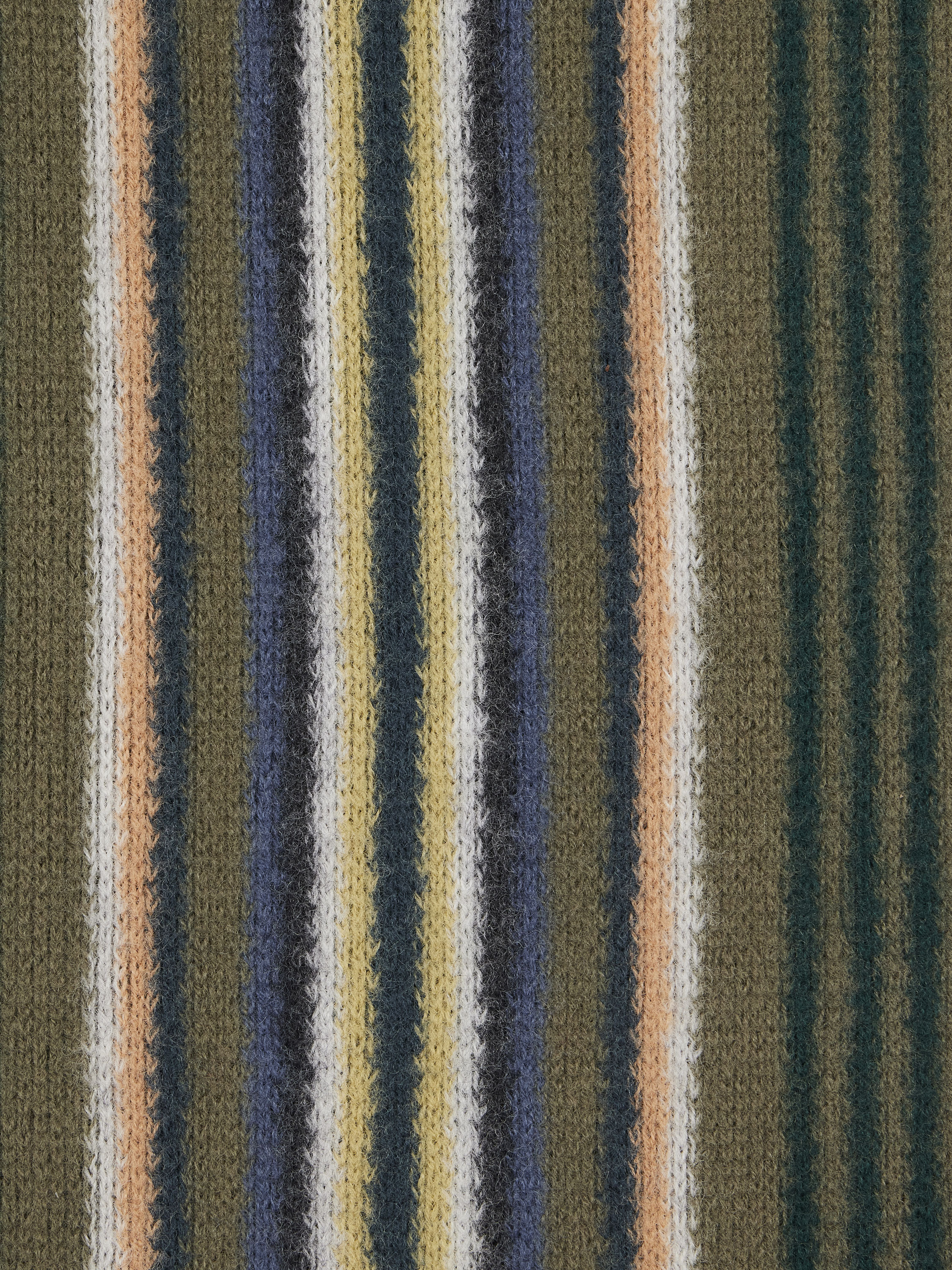 Khaki Multistripe Merino Wool Scarf - 3