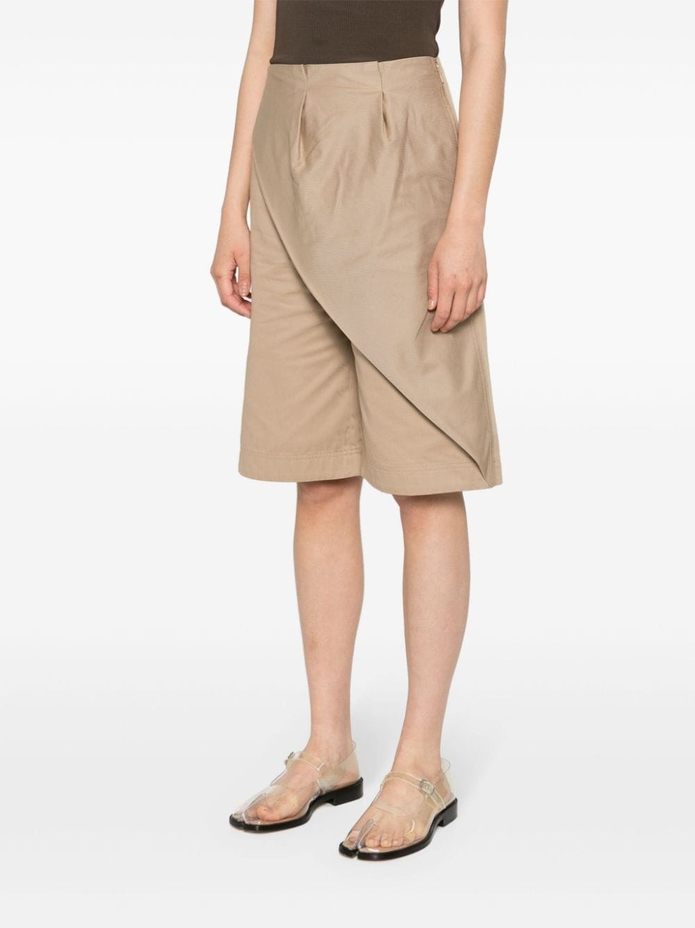 overlapping faille pleated shorts - 3