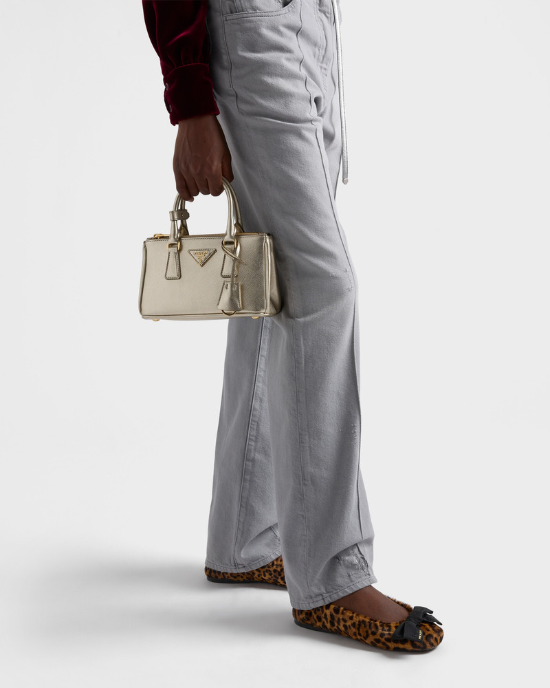 Prada Printed leather ballerinas with bow outlook