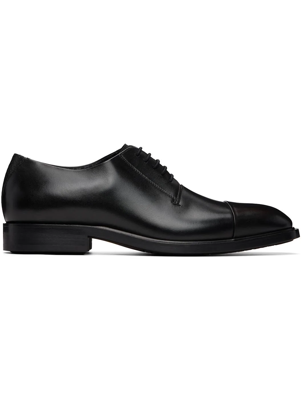 Black Cap-Toe Leather Derbys - 1