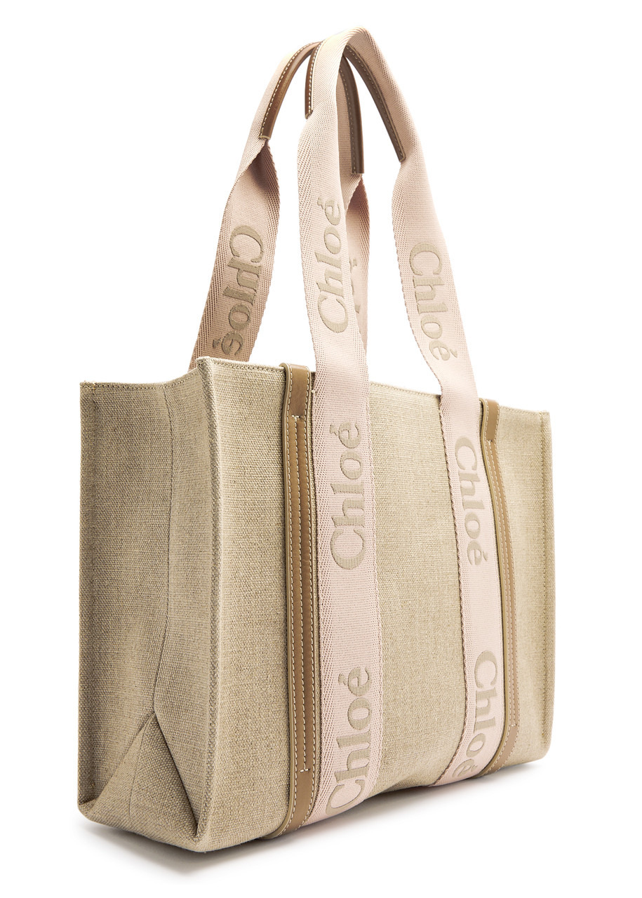 Chloe Woody Medium Linen Canvas Tote - 2