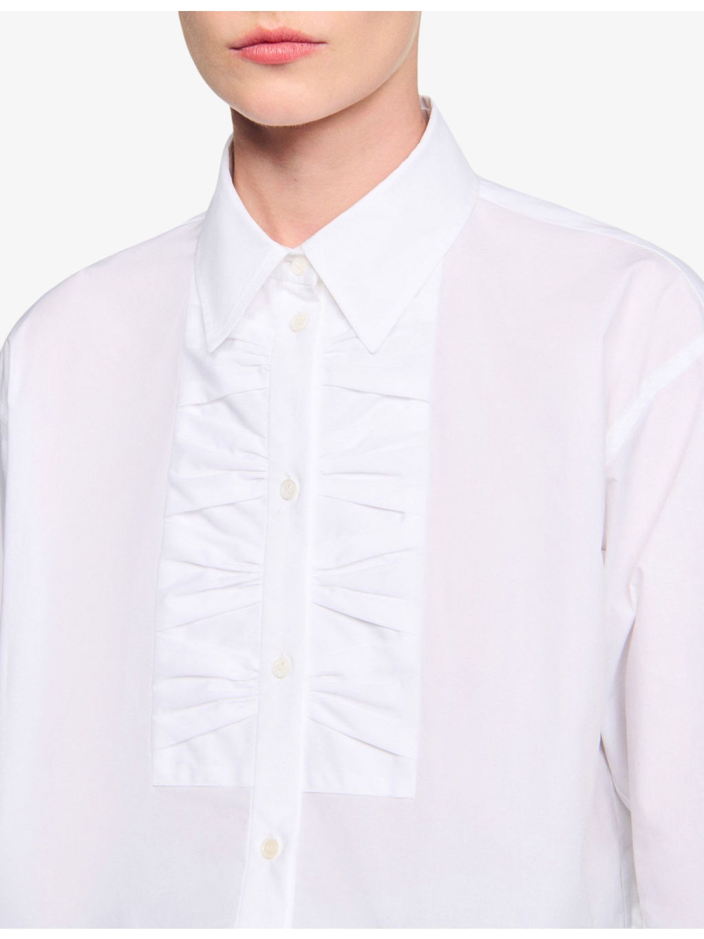 Bow-Embellished Cropped Cotton Shirt - 5