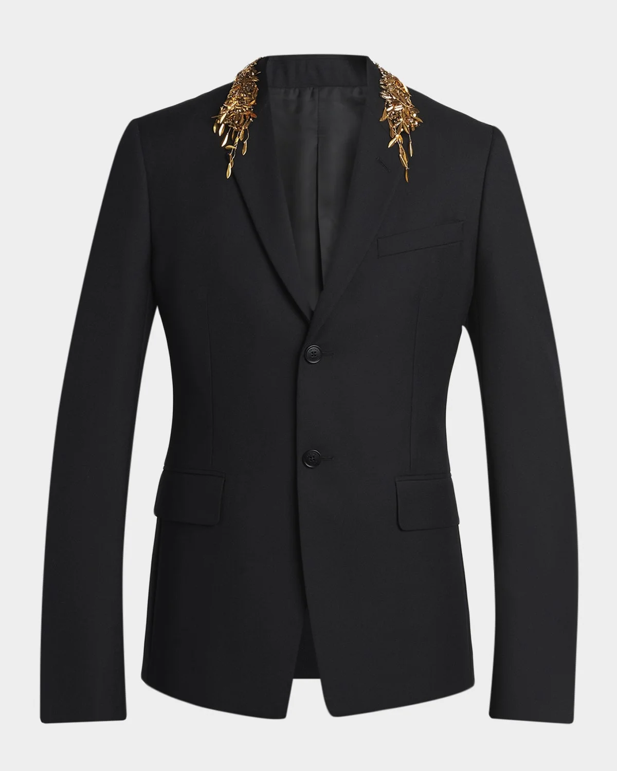 Men & apos;s Metallic Embroidered Two-Button Wool Jacket - 1