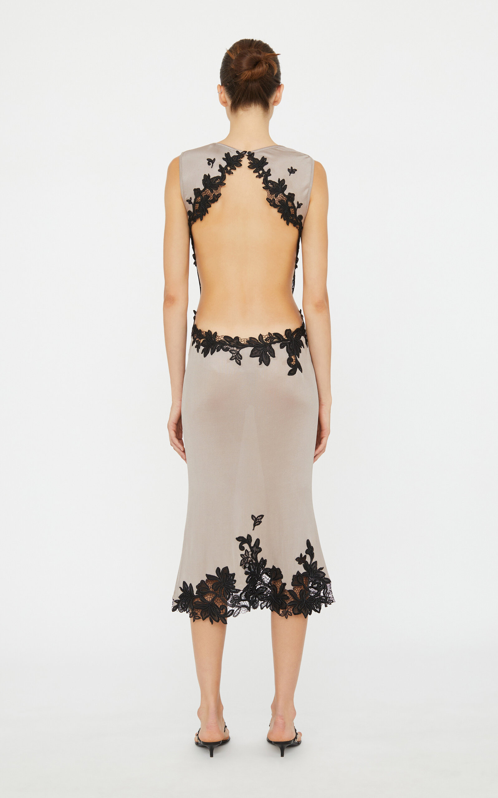 Embroidered Knit Midi Dress taupe - 4