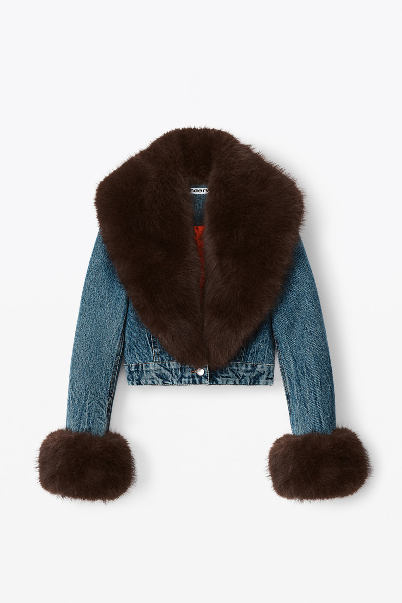 indigo denim jacket with faux fur 1