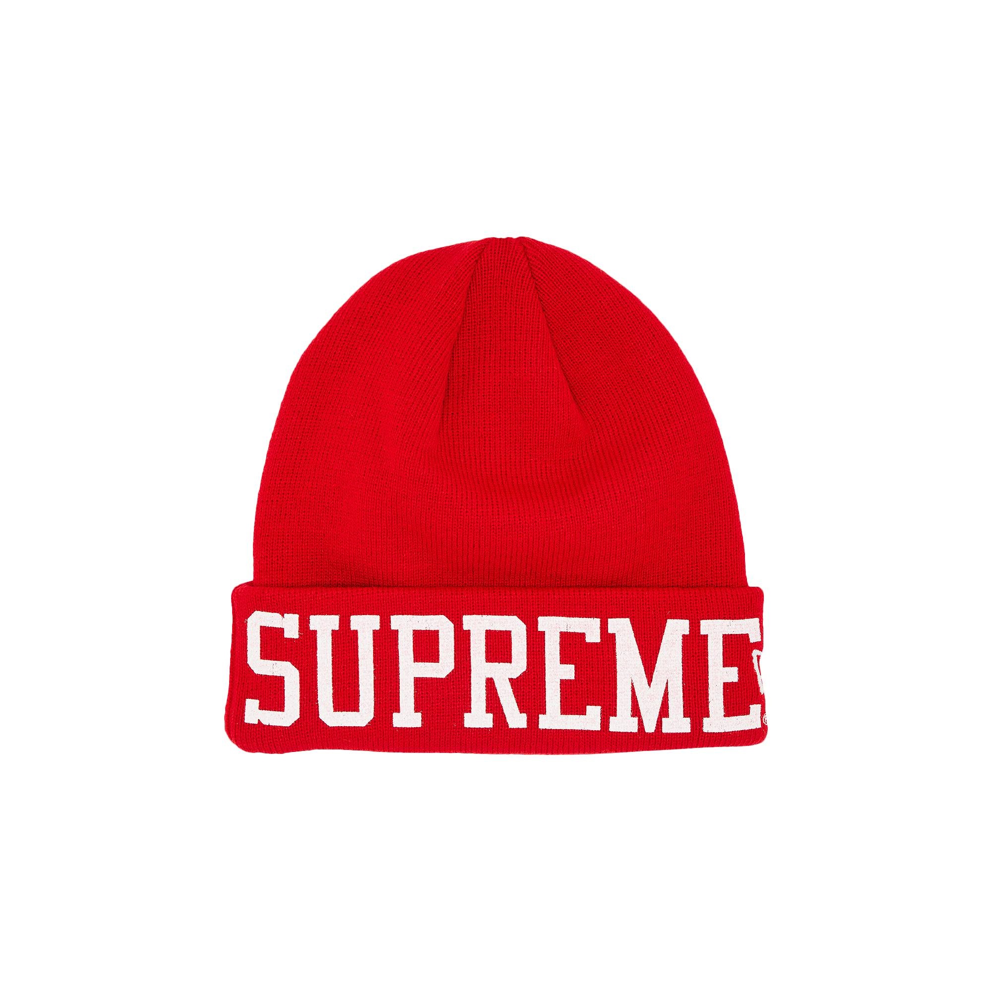 Supreme x New Era Varsity Beanie 'Red' - 1