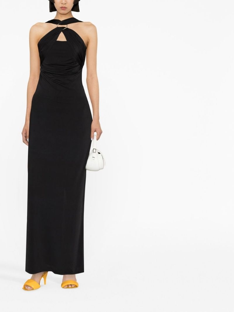 draped halterneck dress - 2