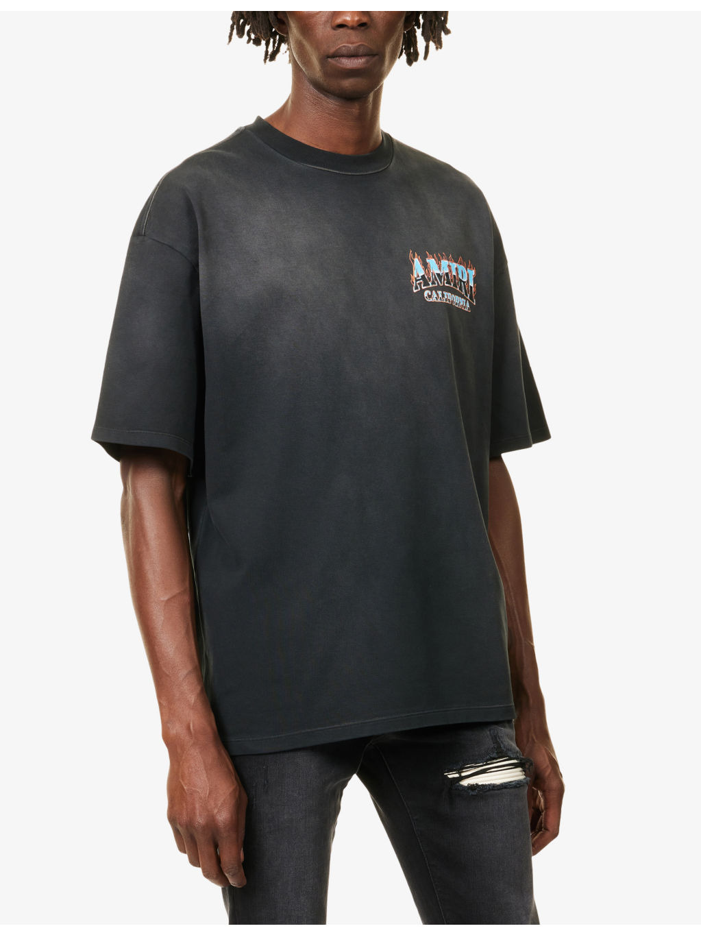 Oversized-Fit Text-Print Cotton T-Shirt - 3