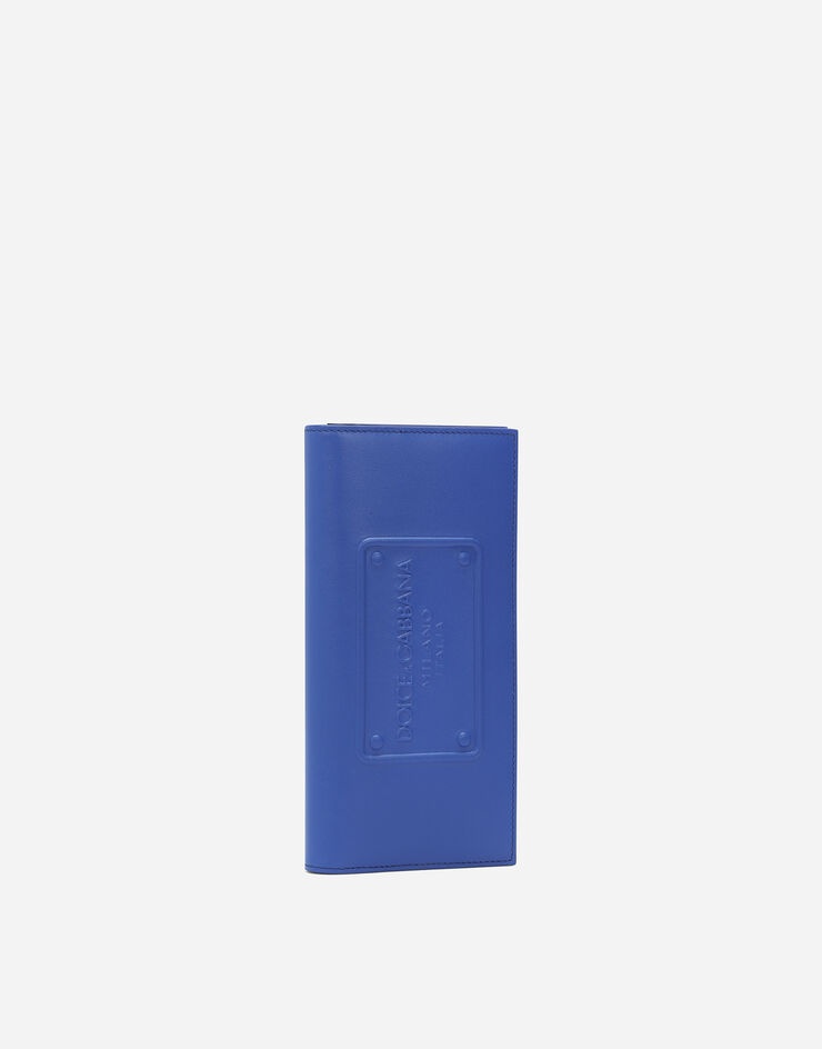 Calfskin vertical wallet with raised logo - 2