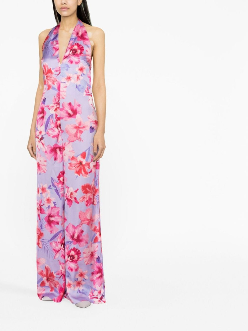 PINKO floral-print satin jumpsuit outlook