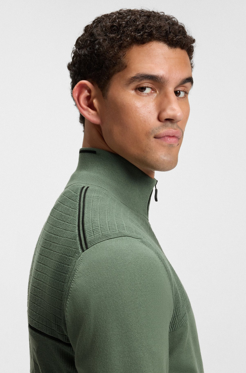 WATER-REPELLENT ZIP-NECK SWEATER IN A COTTON BLEND 3