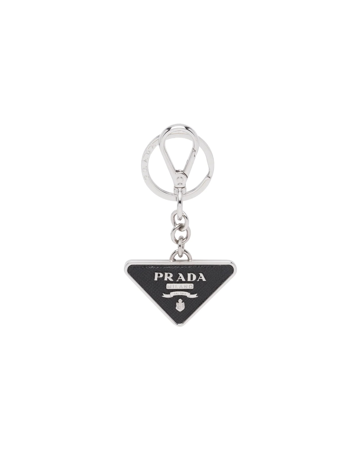 Saffiano Leather and Metal Keychain - 1