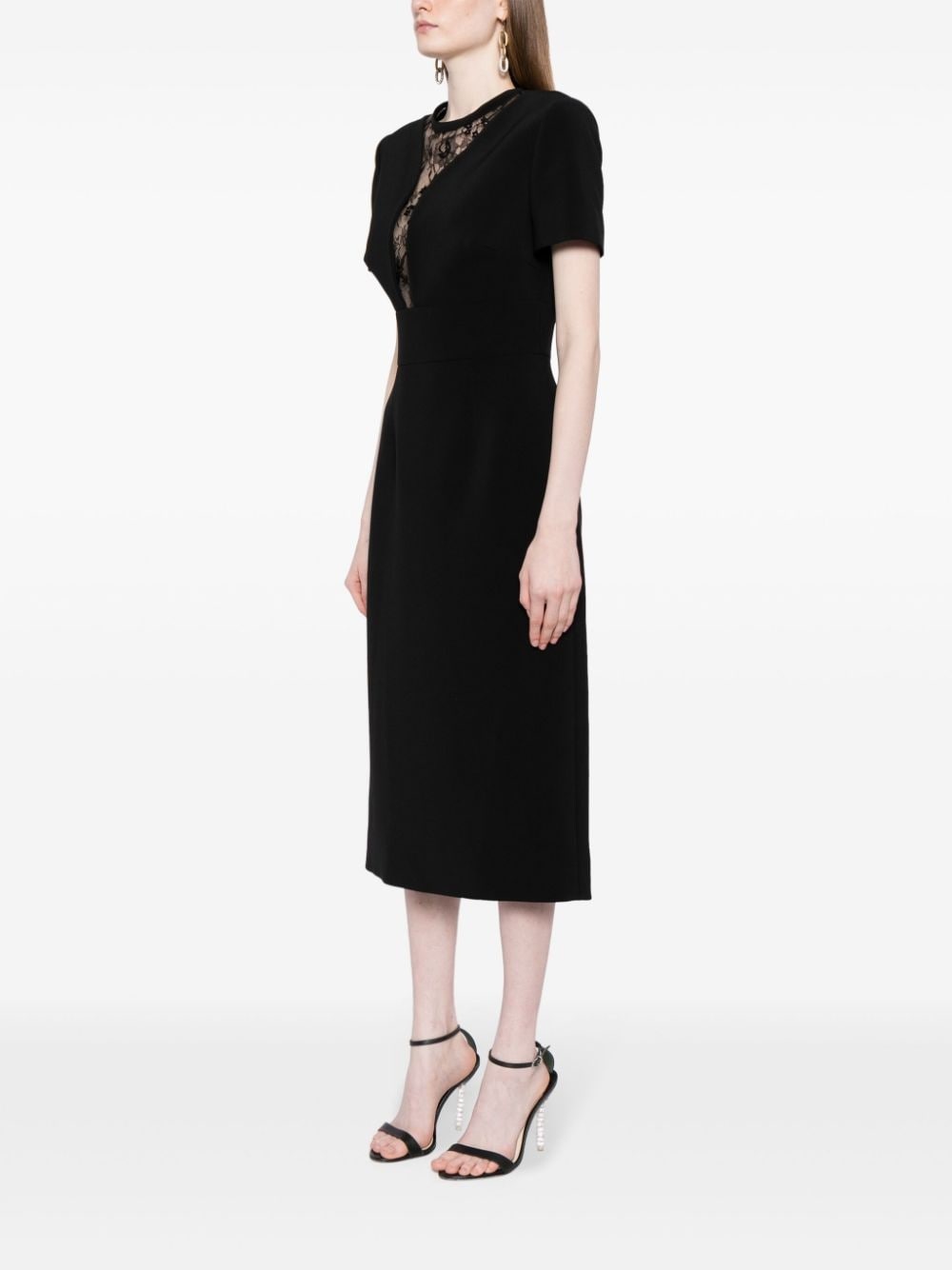 lace-panel midi dress - 3