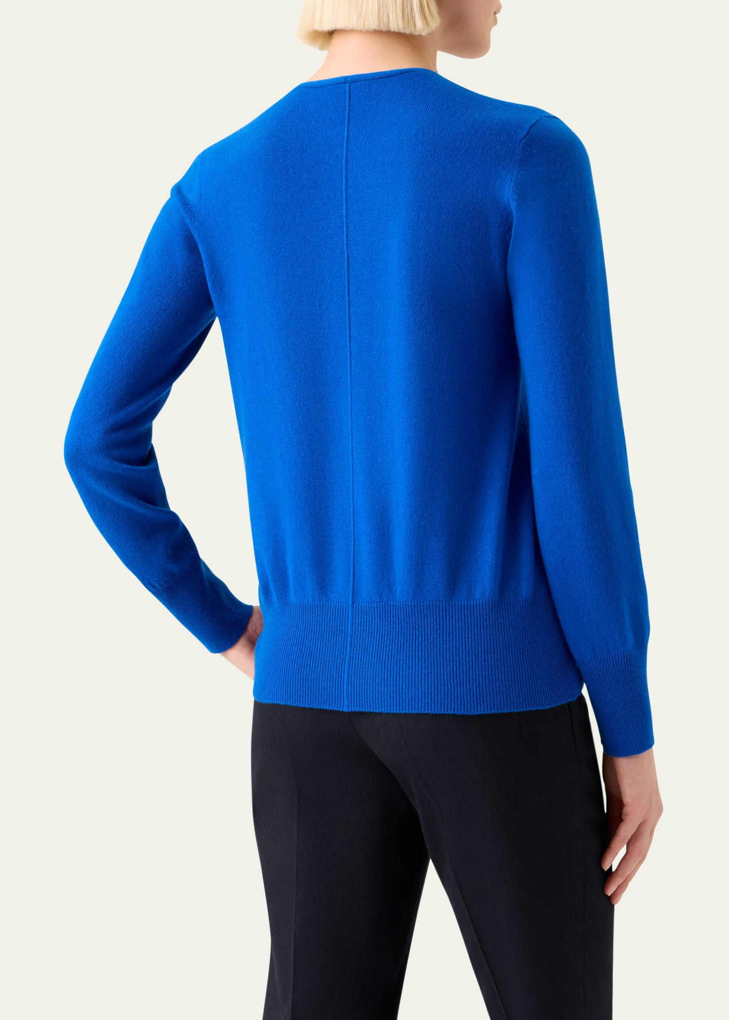 V-Neck Pure Cashmere Knit Sweater - 3