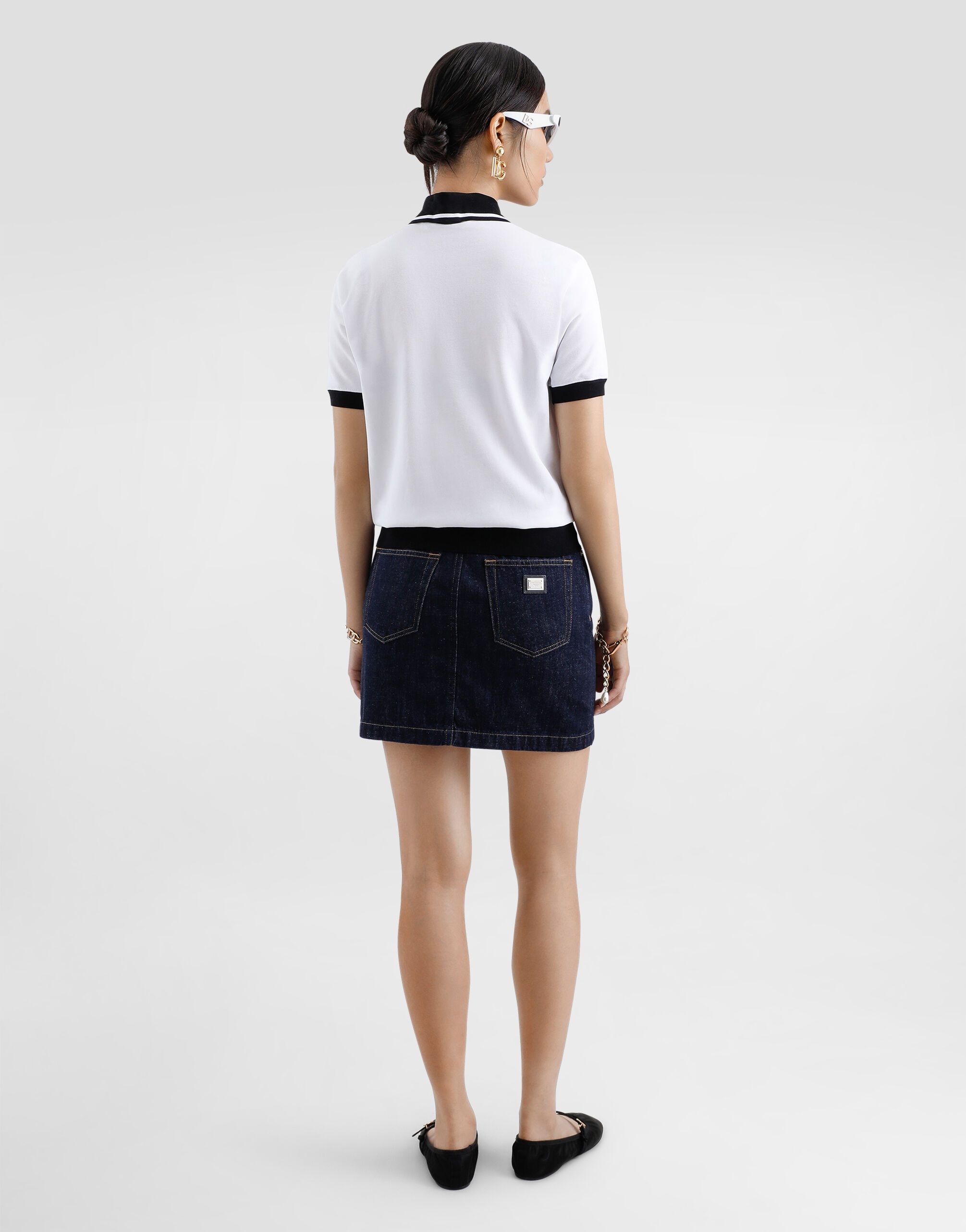 Short cotton piqué polo-shirt with DG logo embroidery - 3