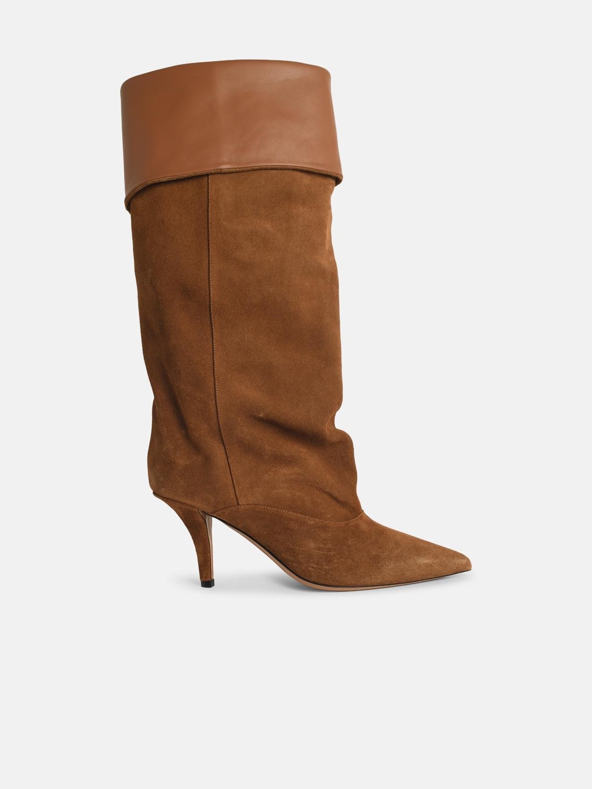 'INES REVERSE 75' SUEDE COGNAC BOOTS - 1