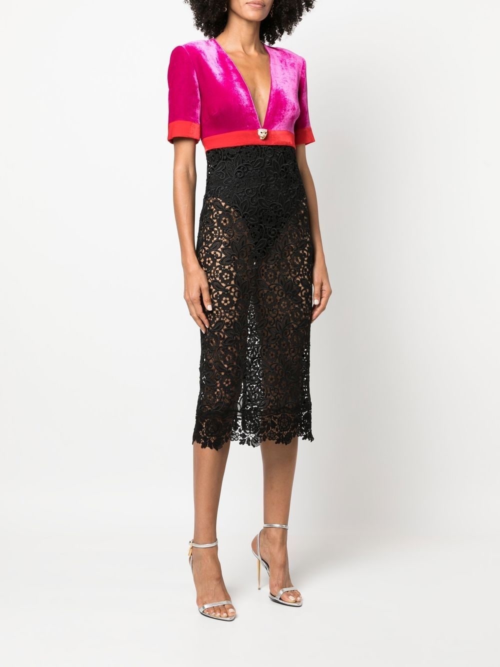 short-sleeved panelled midi dress - 3