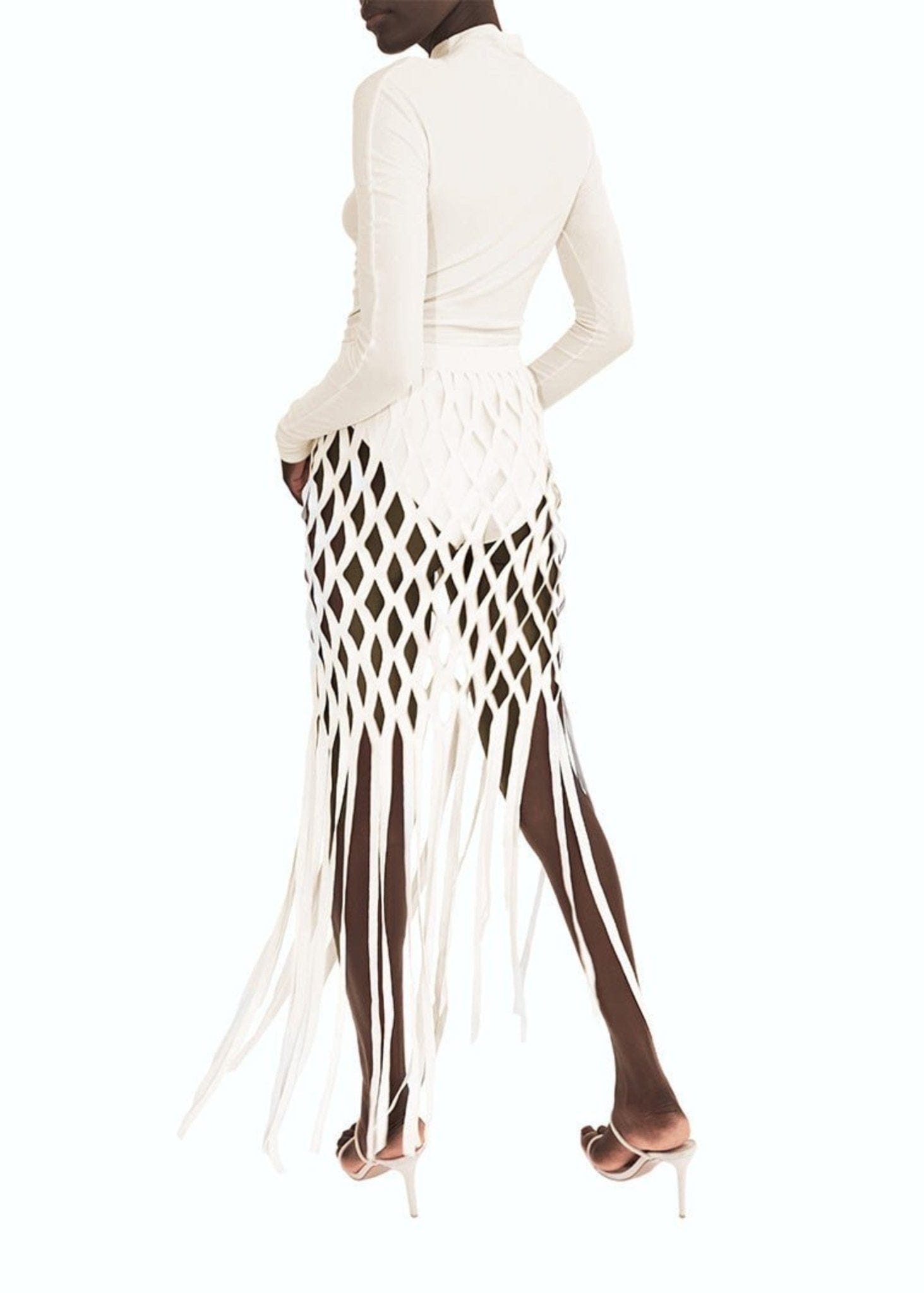 Matte Viscose Fishnet Skirt And Brief - 3