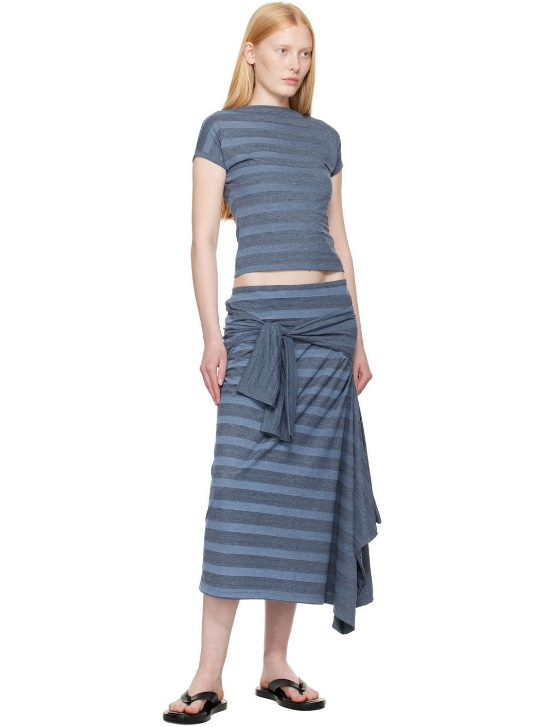 Blue Sash Midi Skirt - 4