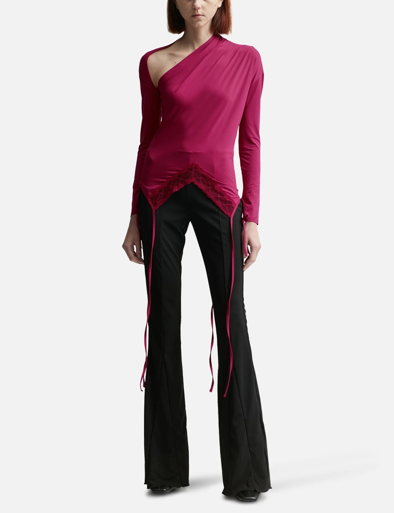 pushBUTTON RED ASYMMETRY NECK JERSEY TOP outlook