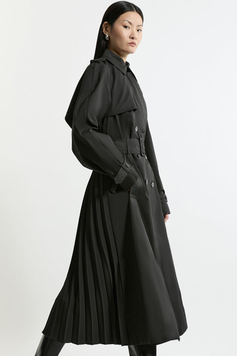 Tailored Pleated Back Trench Coat 1