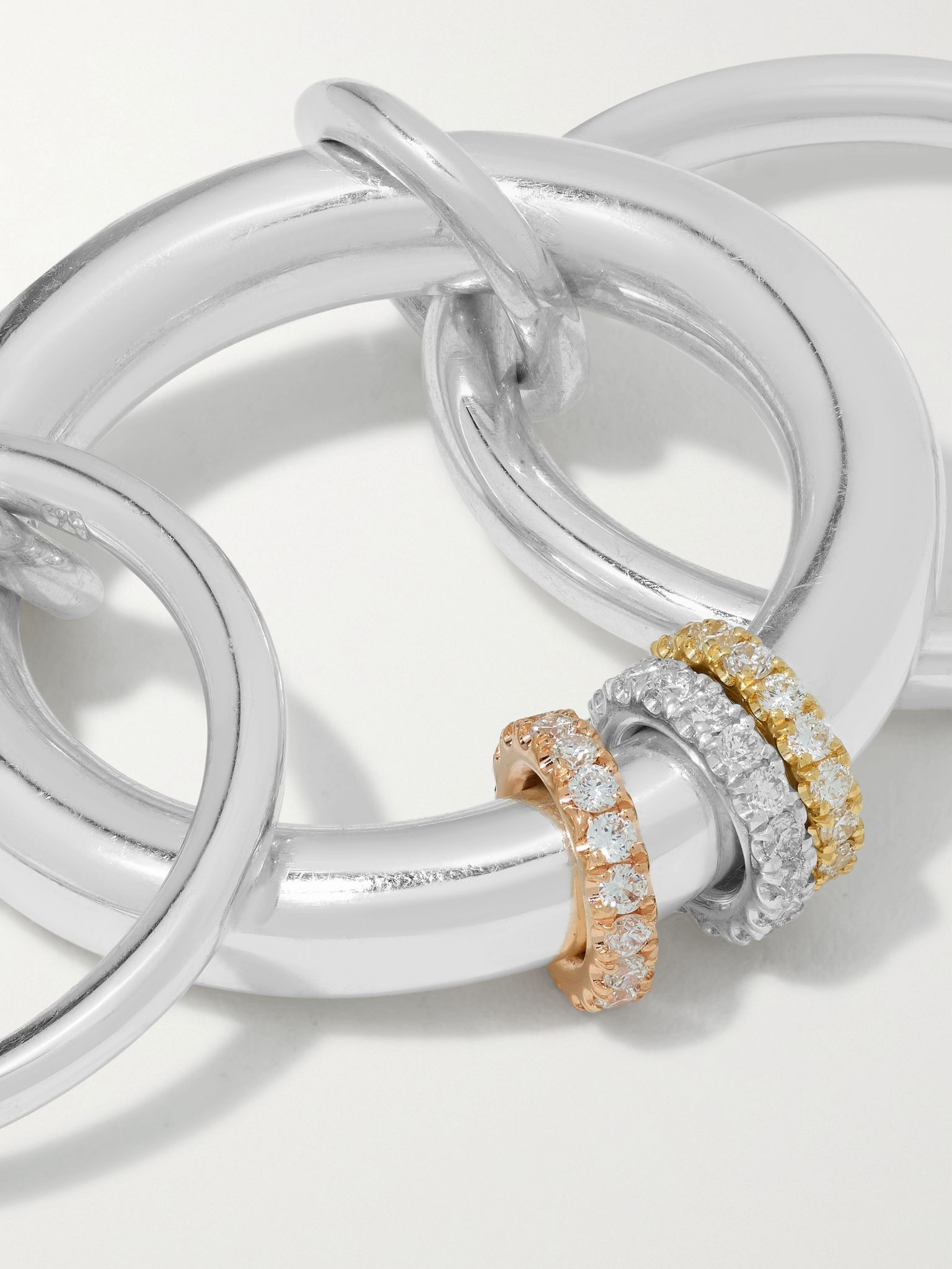 Gemini set of three 18-karat white, yellow and rose gold diamond rings Silver - 4
