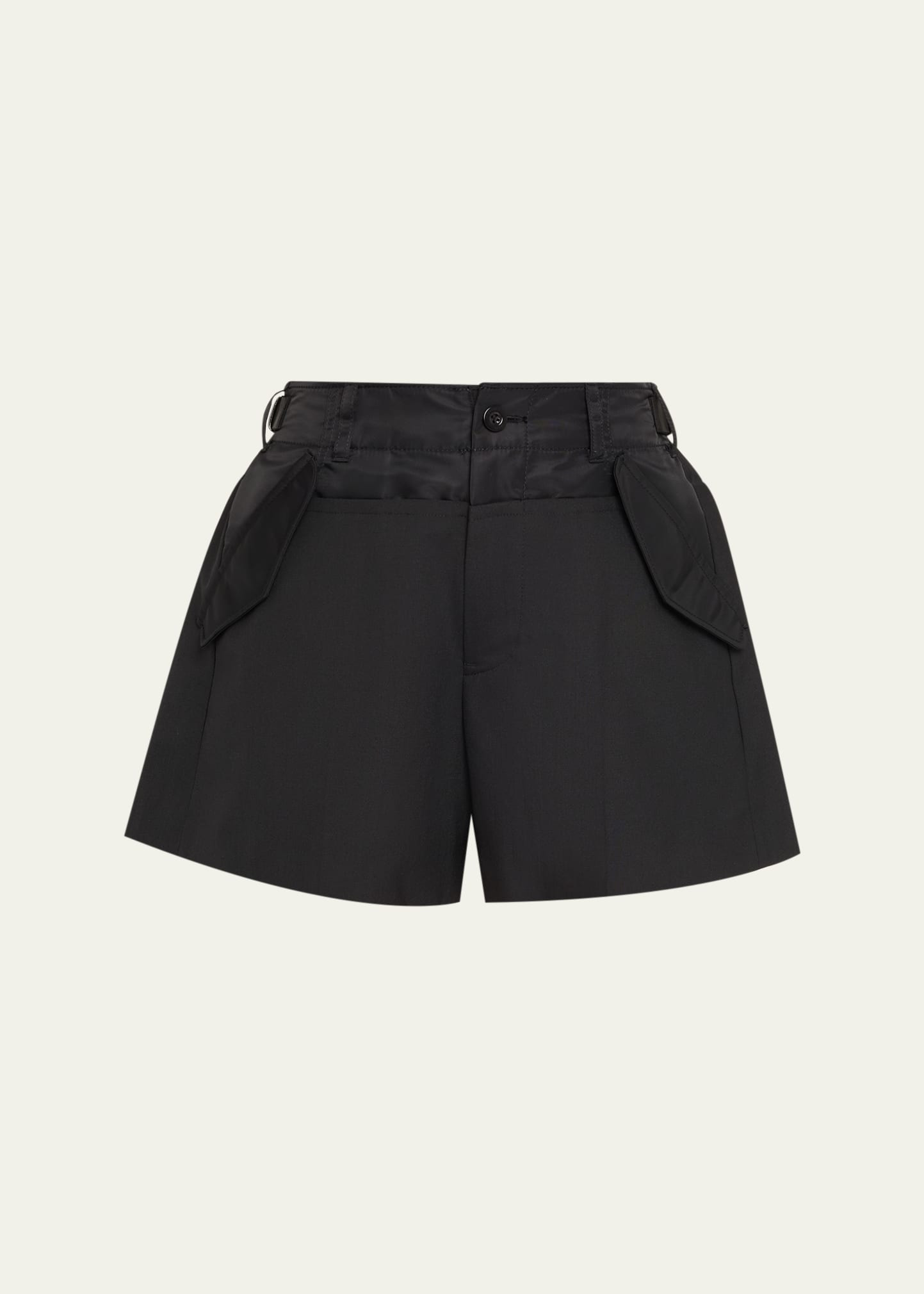 Wide-Leg Hybrid Suiting Shorts - 1