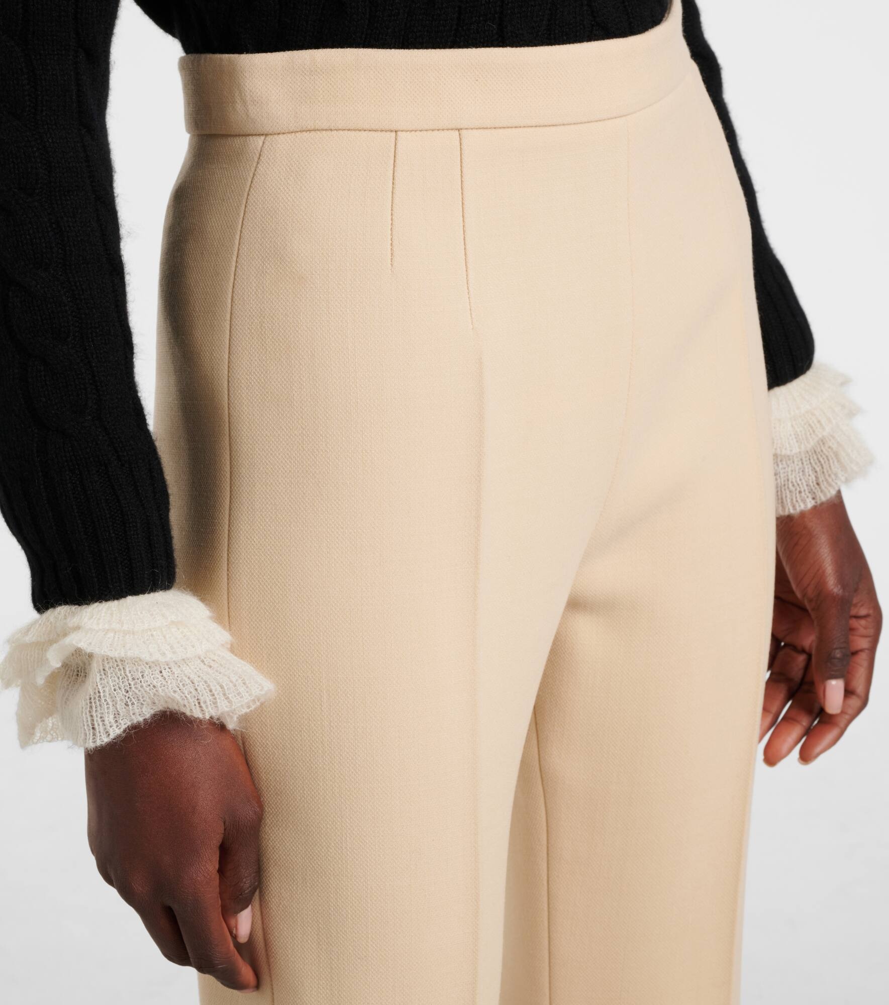 Virgin wool crêpe flared pants - 4