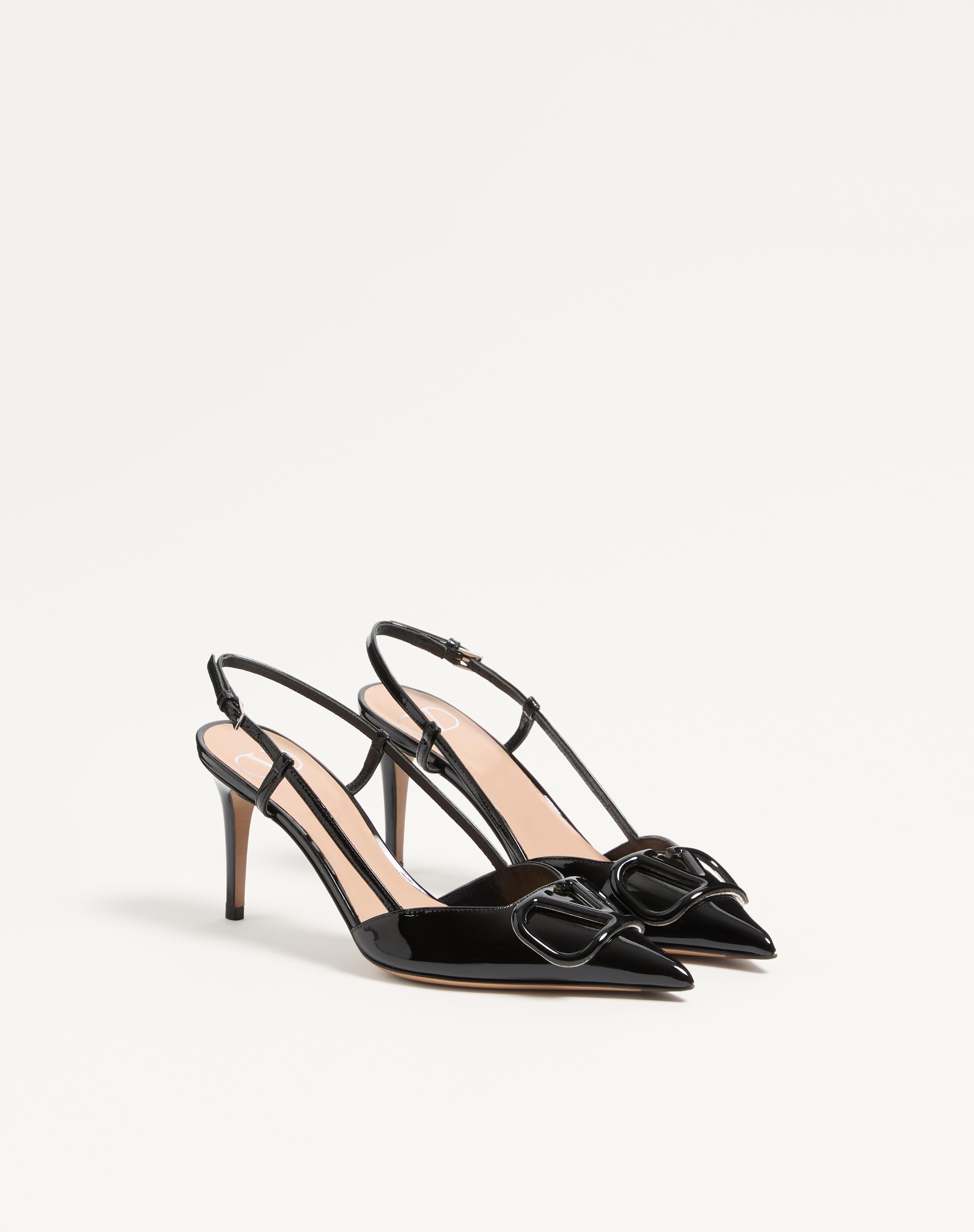 VLOGO SIGNATURE PATENT LEATHER SLINGBACK PUMP 80MM / 3.15 IN. - 3
