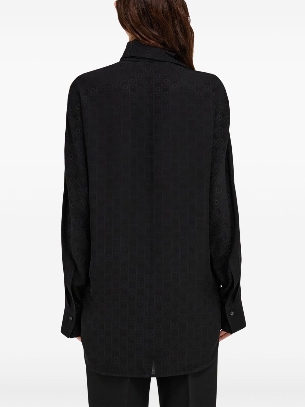 sash-collar silk blouse - 4