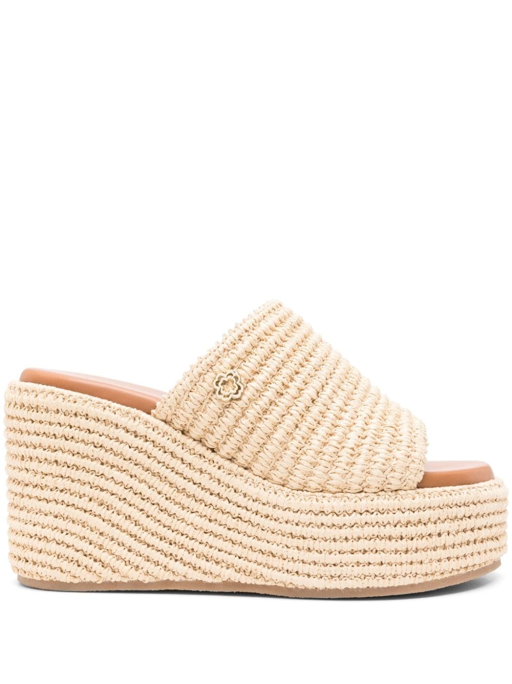 Clover-plaque wedge espadrilles slides - 1