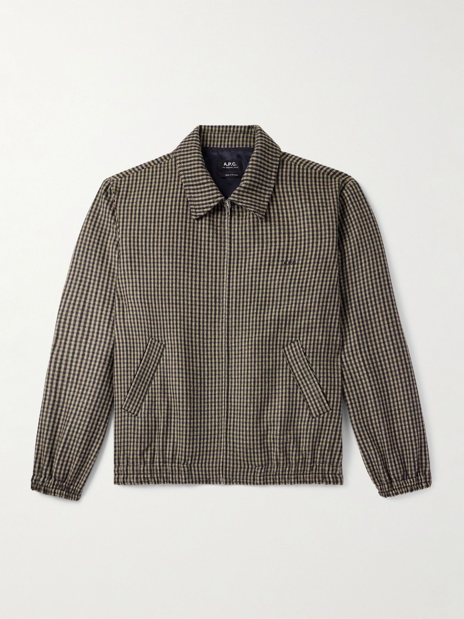 Gilbert Checked Brushed Wool-Blend Blouson Jacket Brown - 1