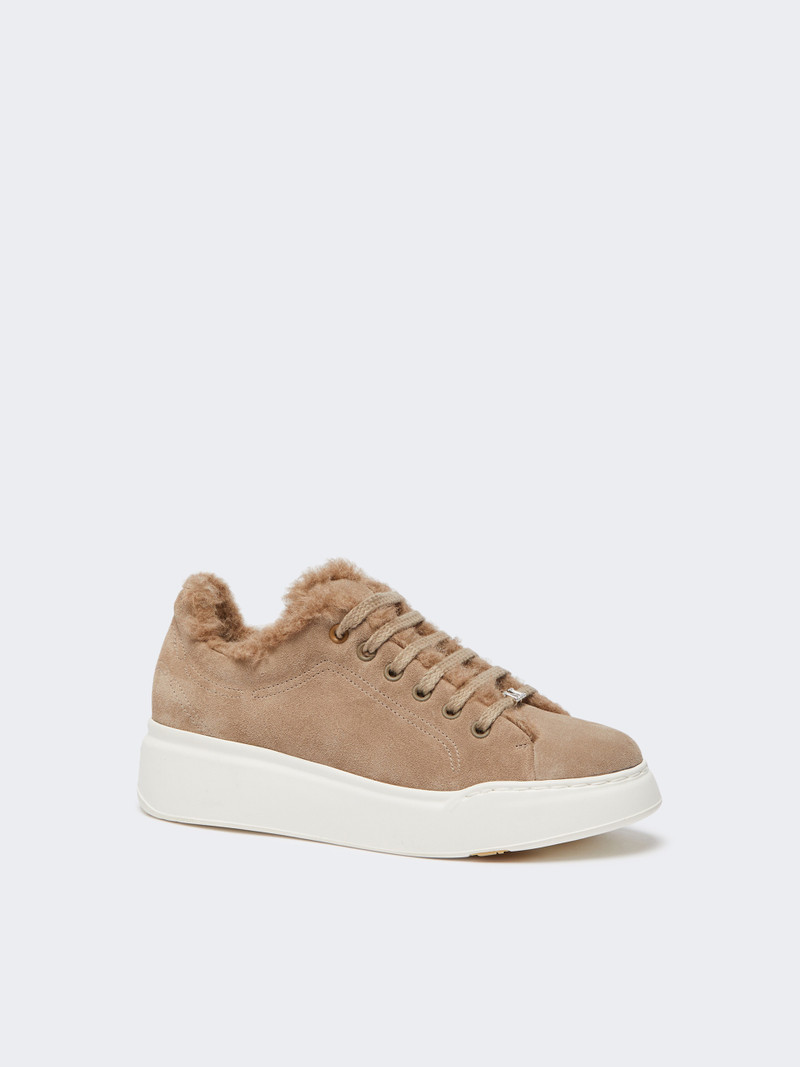 Max Mara TMAXI3 Sneakers in suede, and alpaca and cashmere Teddy fabric outlook