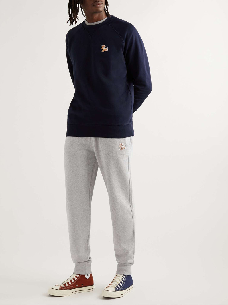 Maison Kitsuné Chillax Fox Tapered Logo-Appliquéd Cotton-Jersey Sweatpants outlook