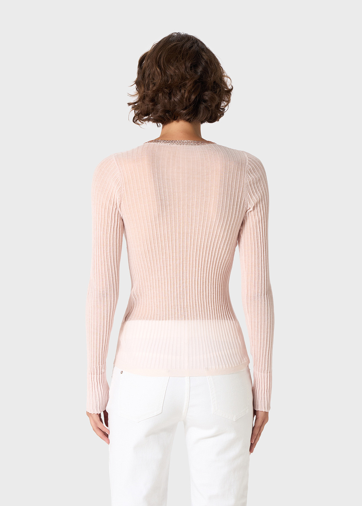 RIBBED SWEATER WITH RHINESTONE APPLIQUE - 4