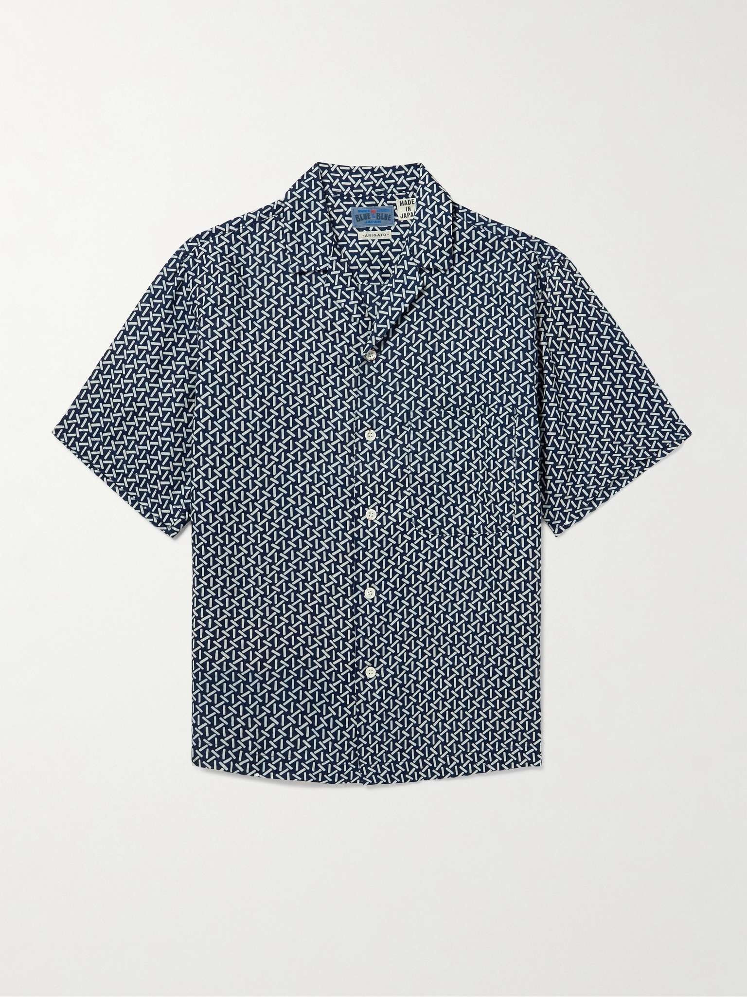 Camp-Collar Printed Linen Shirt - 1