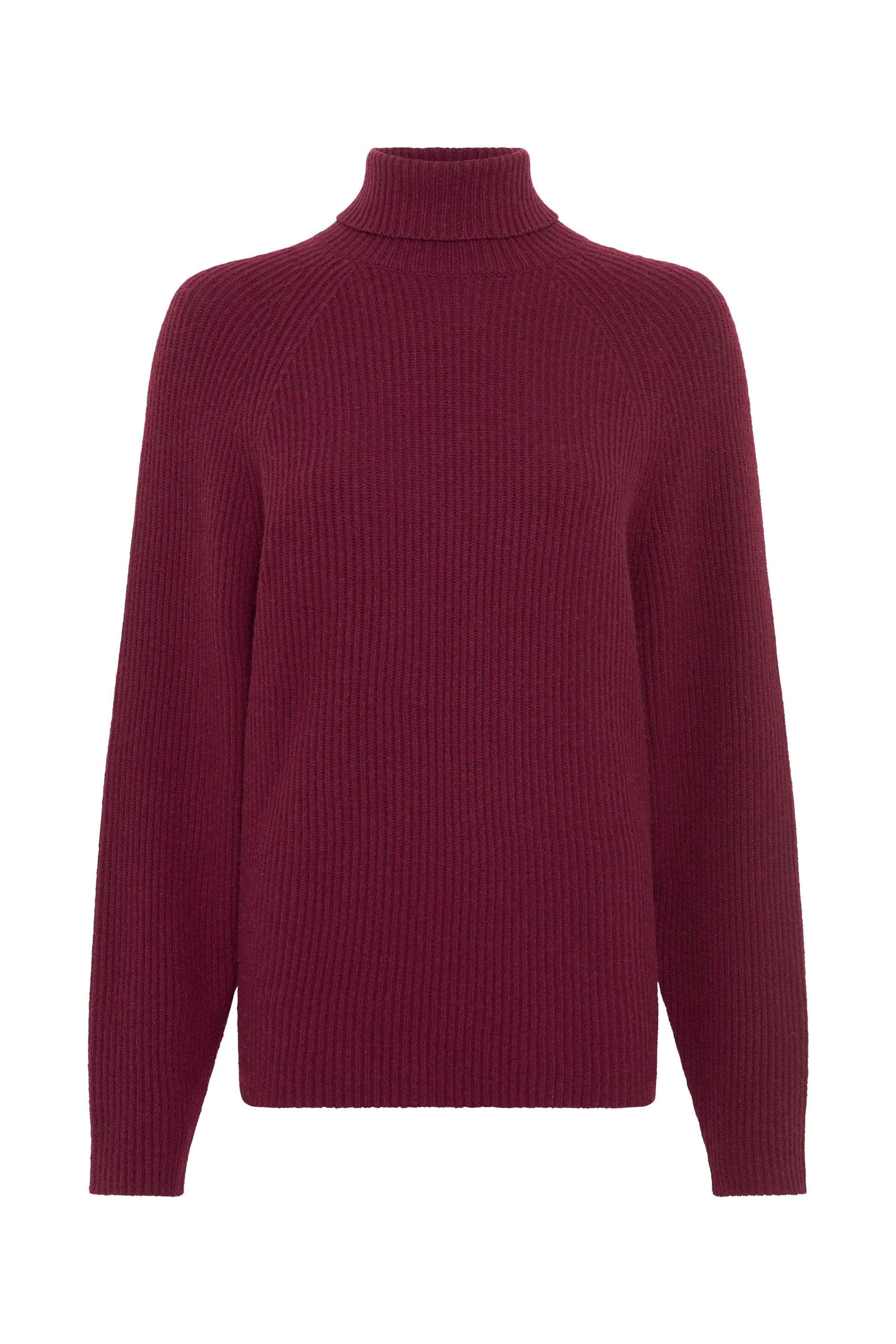 Wigman Knit Turtleneck Sweater in Bordeaux Cashmere - 1