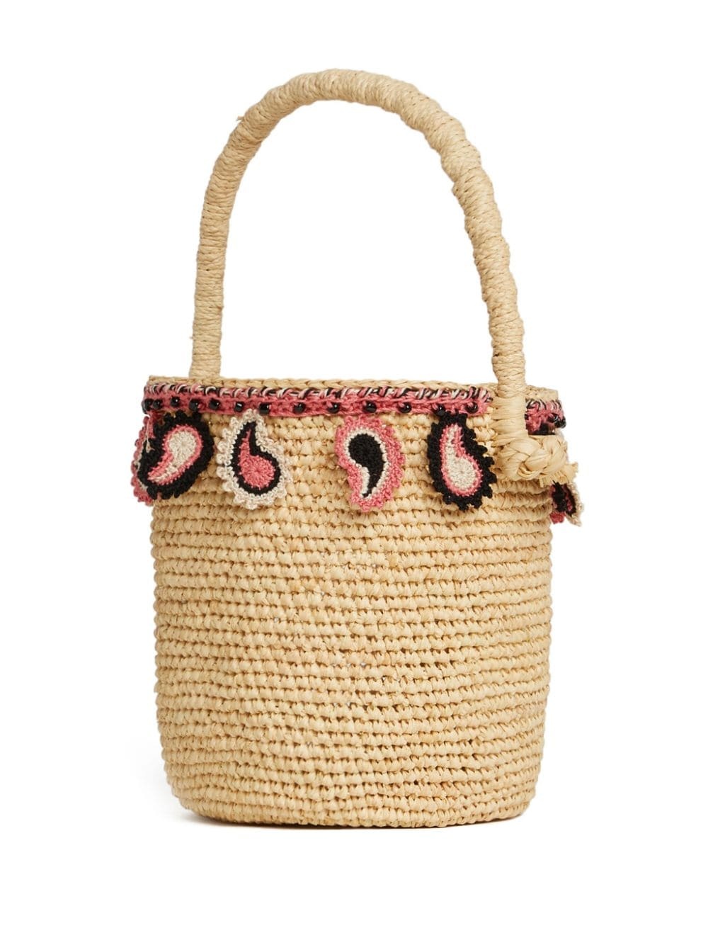 paisley-appliquÃ© raffia basket bag - 4