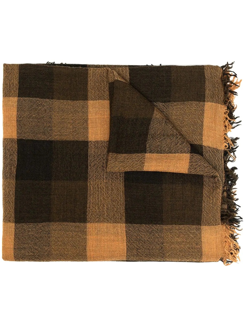 plaid fringed scarf - 1